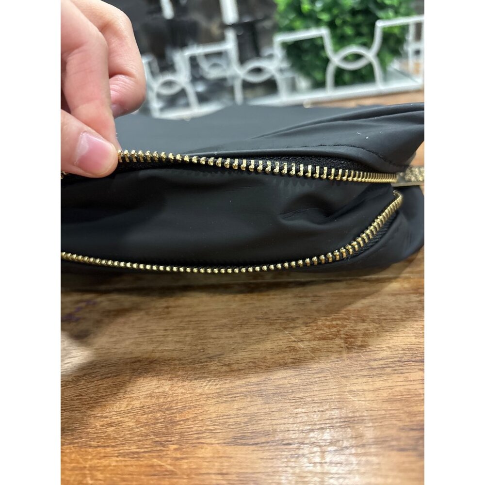Versace Parfums Black Nylon Crossbody Bag With Gold Medusa Logo Greek Key Strap - Picture 10 of 15